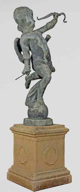 Appraisal: A lead figure of Cupid a bow in one hand