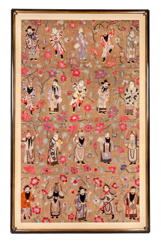 Appraisal: Sale Lot A Large Chinese Embroidered Silk Panel of rectangular