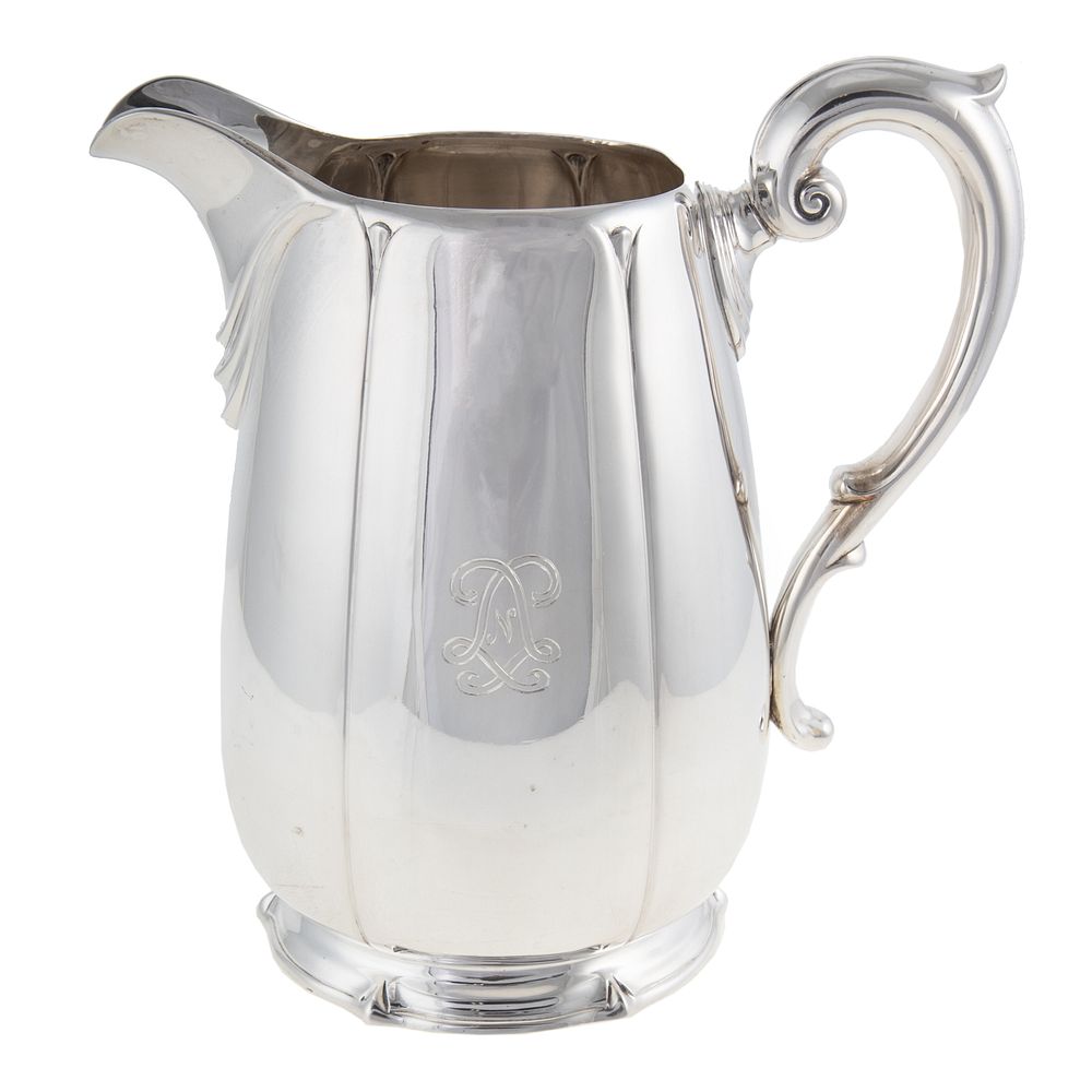 Appraisal: Dominick Haff Sterling Water Pitcher Circa model pints capacity ovoid