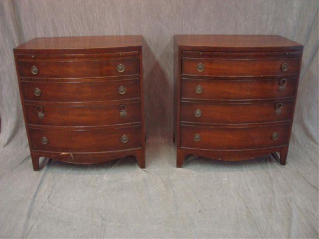 Appraisal: Pair mahogany bachelor chests with pull outs bow front From