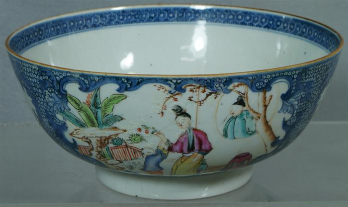 Appraisal: Chinese Export porcelain punch bowl with Mandarin scenes and floral