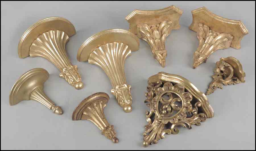 Appraisal: PAIR OF GILTWOOD WALL BRACKETS Together with a pair of