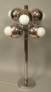 Appraisal: s Modern Chrome Ball Table Lamp chrome ball shades with