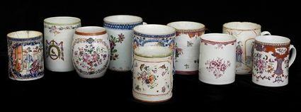 Appraisal: GROUP OF TEN CHINESE EXPORT PORCELAIN MUGS In various famille