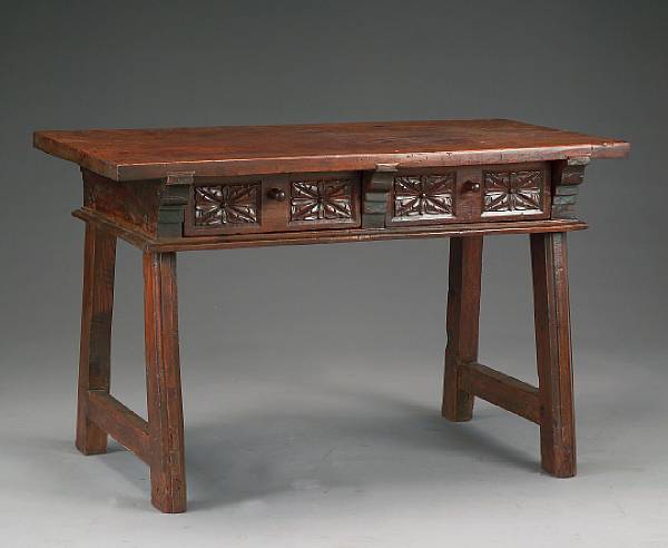 Appraisal: A Spanish Baroque walnut library table late th early th