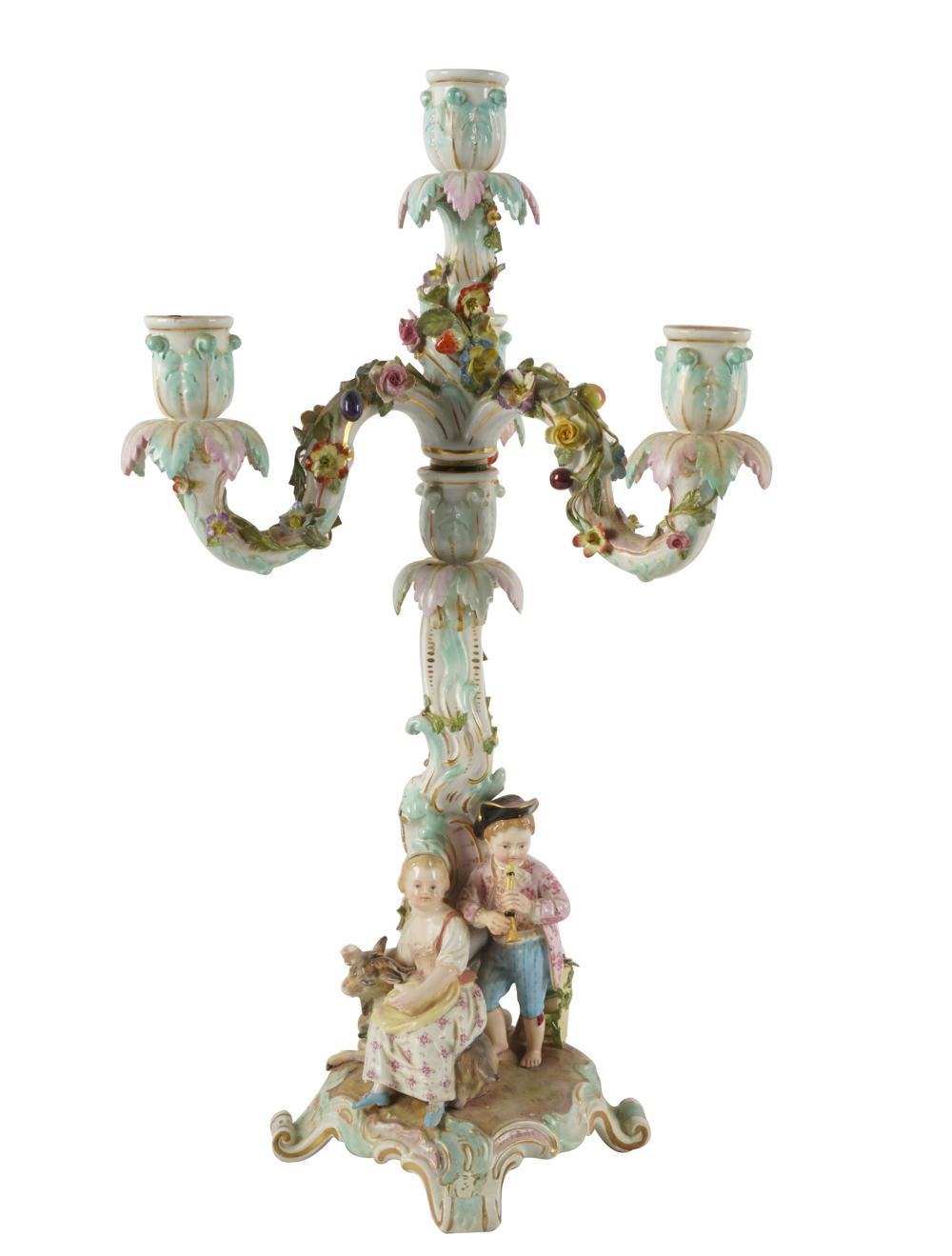 Appraisal: MEISSEN PORCELAIN FOUR-LIGHT CANDELABRUMblue crossed swords mark incised A impressed