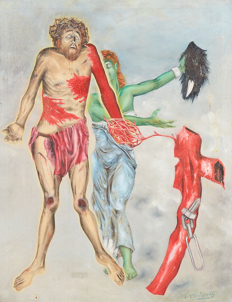 Appraisal: Jacob Steinhardt Crucifixion Scene Oil on Canvas Jacob Steinhardt -