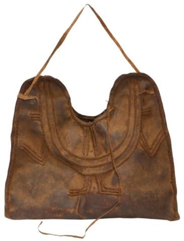 Appraisal: African Maasai leather Obene bag Kenya used as a water