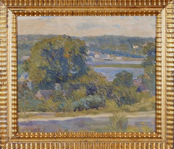 Appraisal: View across the river- Lumberville oil on canvas x unsigned