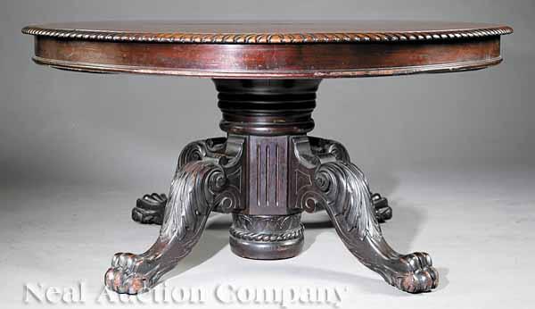 Appraisal: An American Carved Mahogany Banquet Table late th c circular