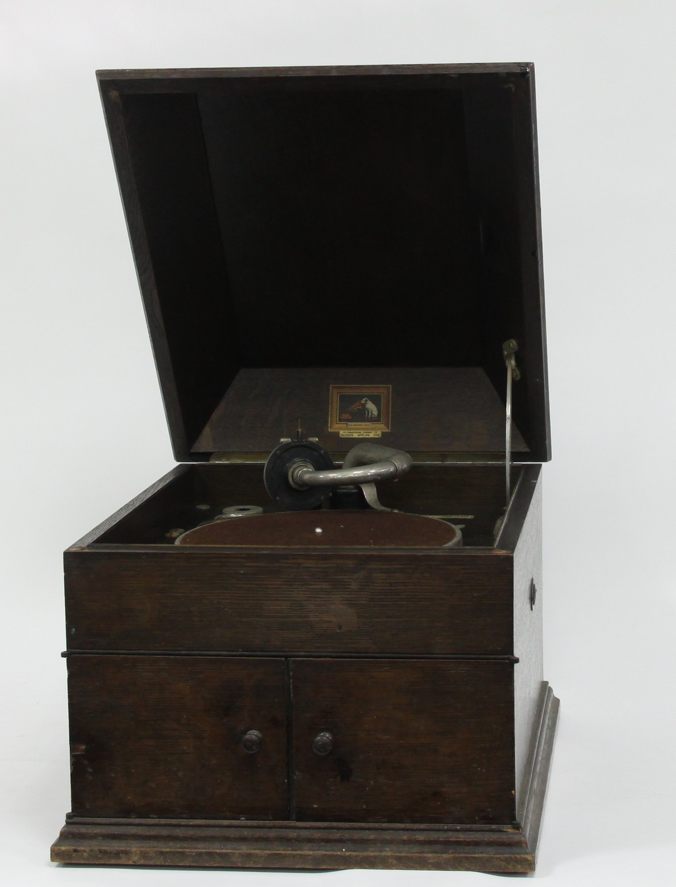 Appraisal: An H M V gramophone with twin speakers to the