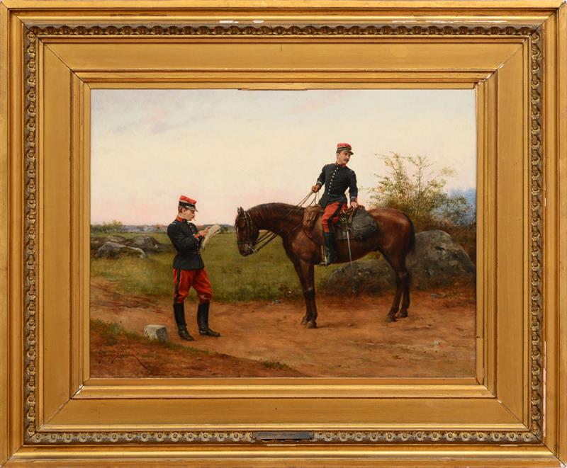 Appraisal: ETIENNE PROSPER BERNE-BELLECOUR - TWO OFFICERS ON A COUNTRY ROAD