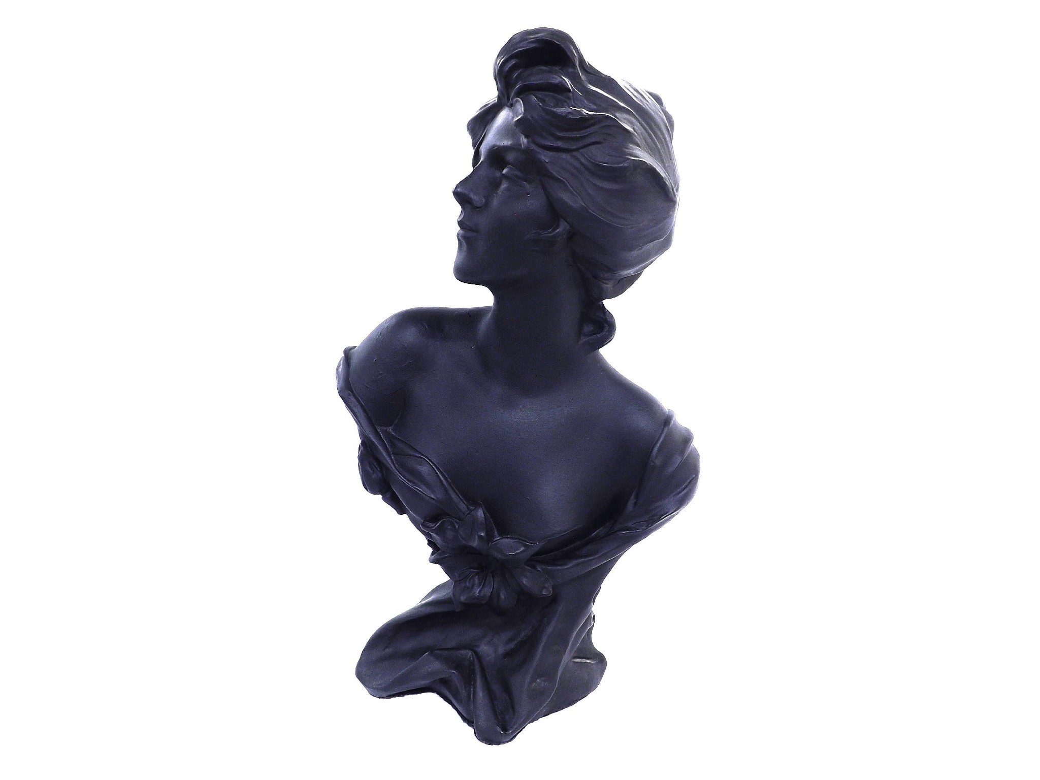 Appraisal: Ebonised terracotta bust of a maiden inscribed verso high