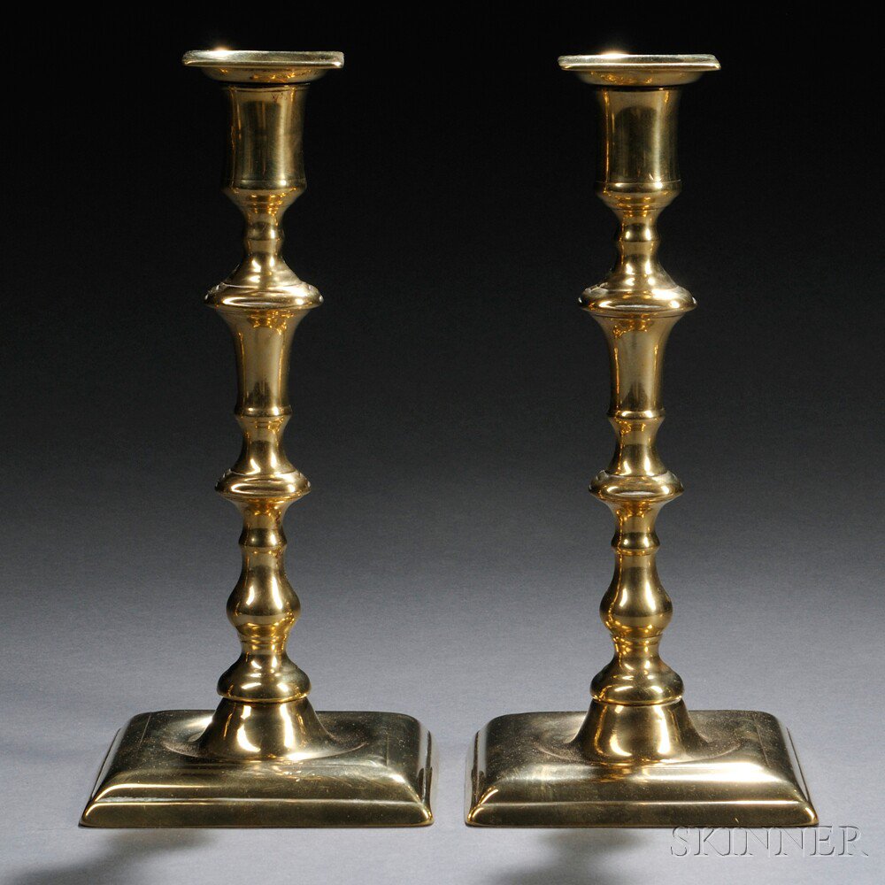 Appraisal: Pair of George II Brass Candlesticks England c each with