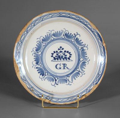 Appraisal: Delft GR plate central medallion with GR King George below