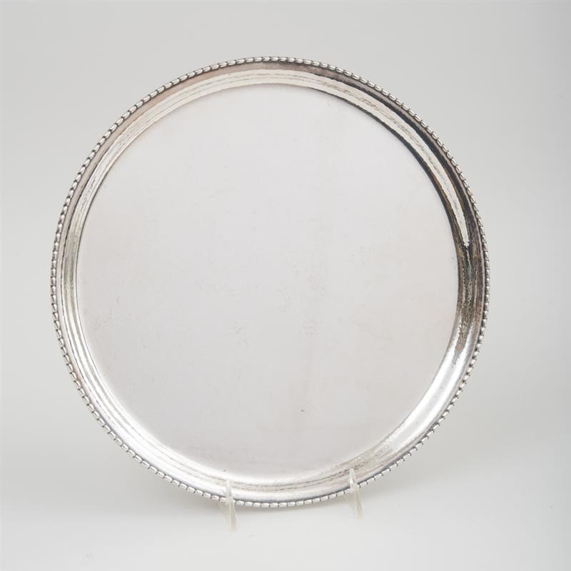 Appraisal: GEORG JENSEN SILVER CIRCULAR TRAY IN THE BEAD PATTERN Marked