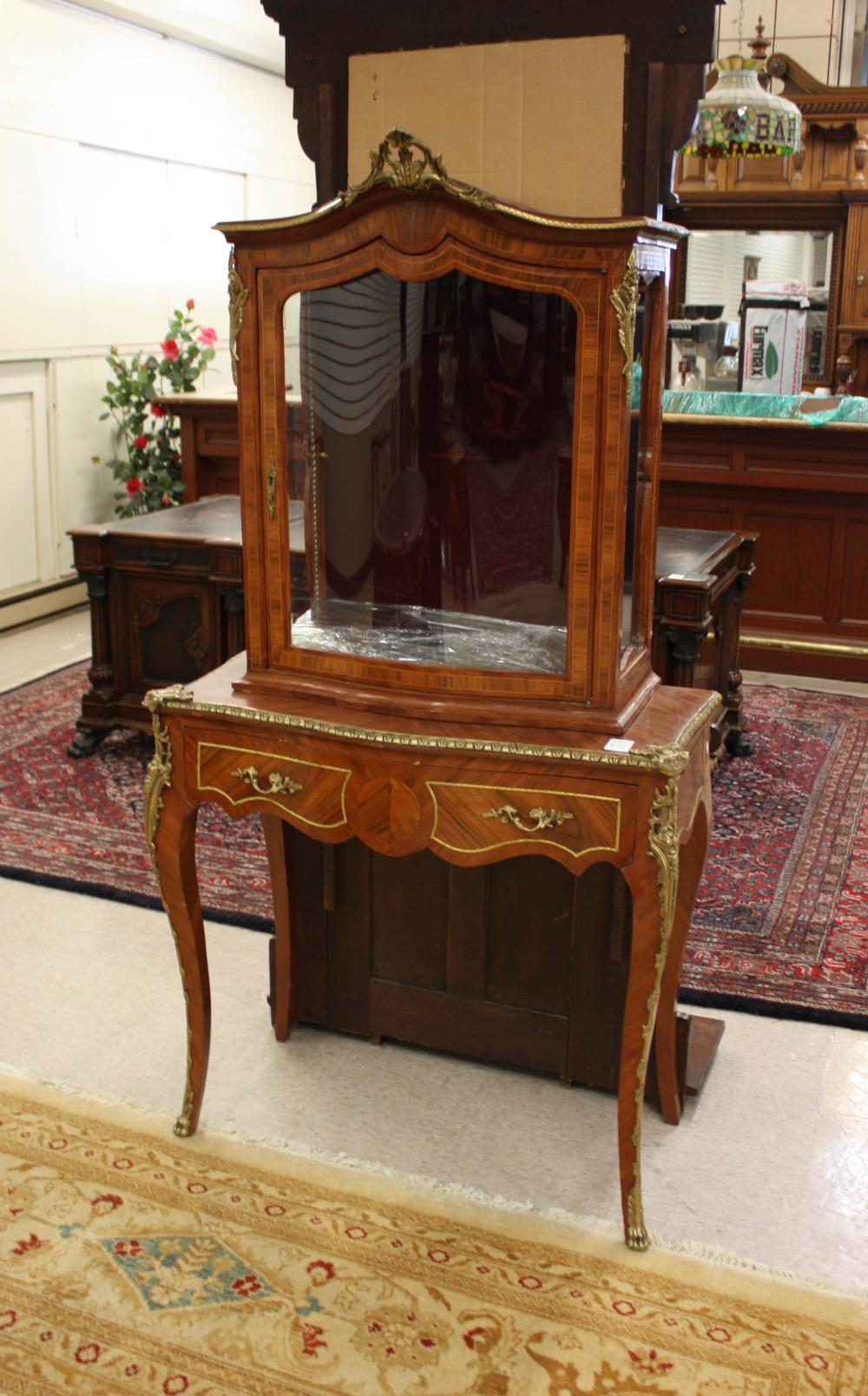 Appraisal: LOUIS XV STYLE VITRINE ON STAND Egyptian made th century