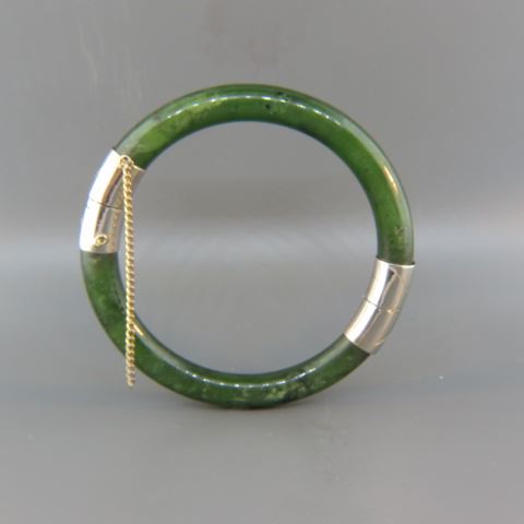 Appraisal: Jade Bangle Bracelet spinach green mm opening hinged