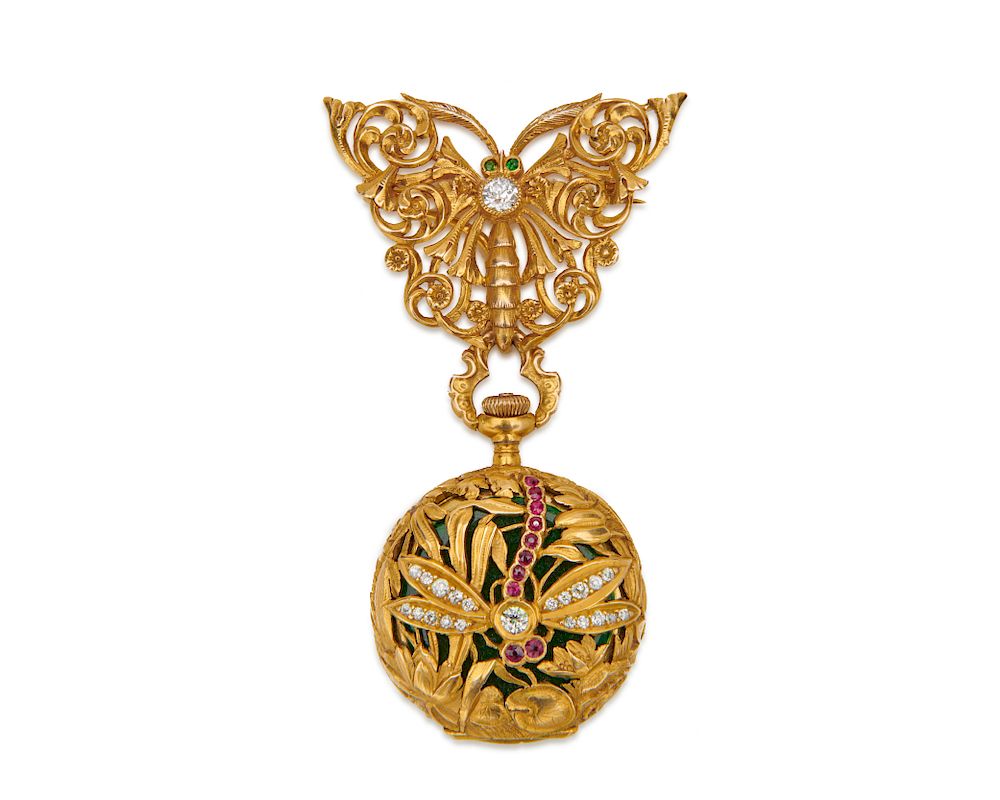 Appraisal: TIFFANY CO K Gold Enamel Diamond Ruby Demantoid Garnet Open