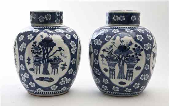 Appraisal: A Pair of Underglaze Blue Chinese Lidded Ginger Jars having