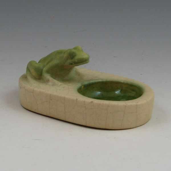 Appraisal: Teco piece with a matte green frog on a small