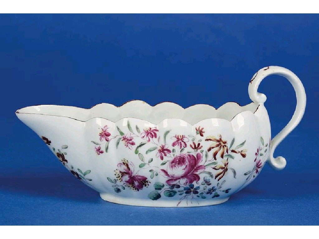 Appraisal: A BOW PORCELAIN SAUCEBOAT th century the moulded body with