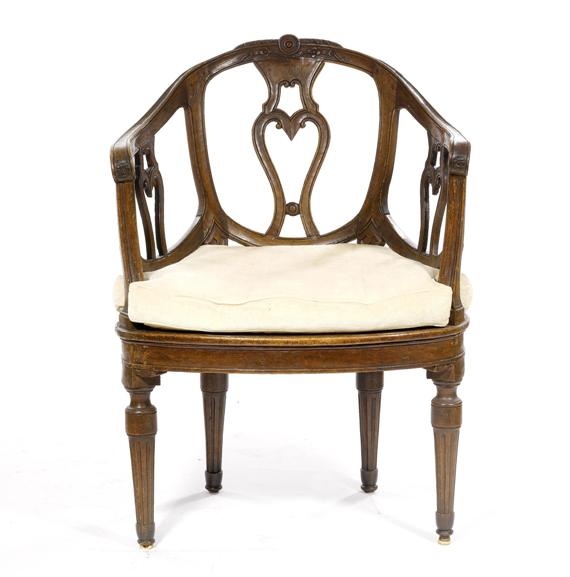 Appraisal: A FAUTEUIL DE BUREAU late Louis XVI Italy circa Carved