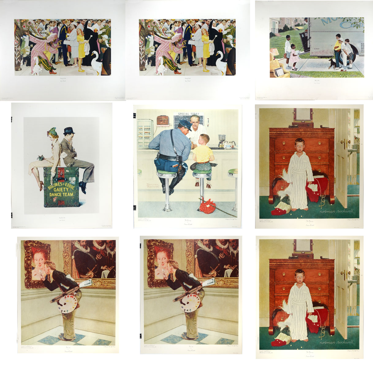 Appraisal: NORMAN ROCKWELL COLLOTYPE PRINTS Moving Day '' x '' published