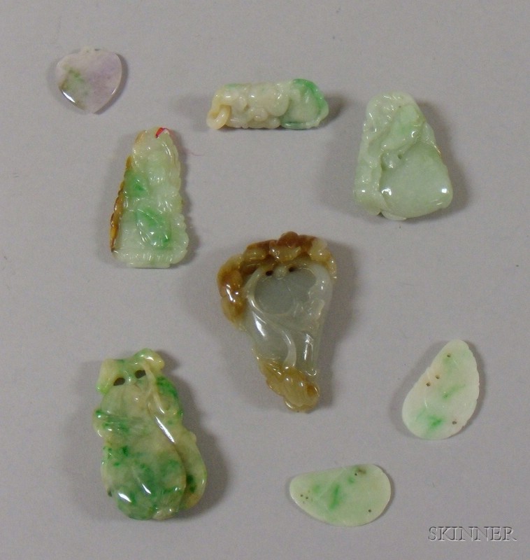 Appraisal: Eight Assorted Carved Jade Pendants and Other Carved Figures of