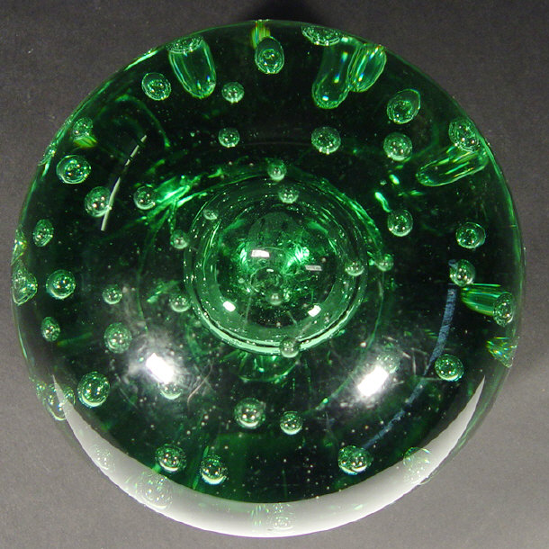 Appraisal: Large Victorian green glass dump weight with bubbled inclusions cm