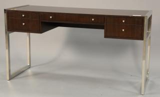 Appraisal: Contemporary Kona stained wood and chrome desk Mitchell Gold Desk