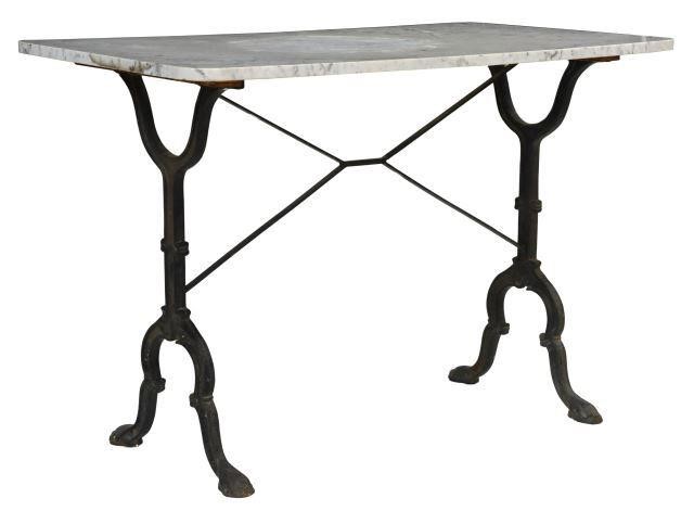 Appraisal: French marble-top bistro table early th c rectangular marble top