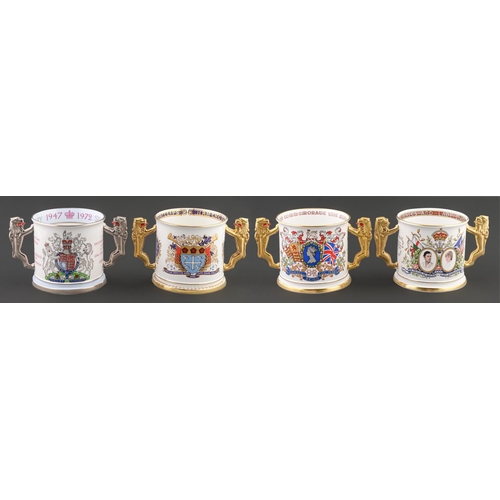 Appraisal: Four various Paragon bona china royal commemorative loving mugs and