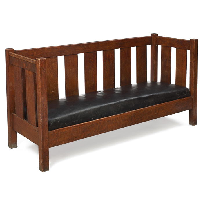 Appraisal: L JG Stickley settle similar to even-arm form with seven