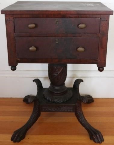 Appraisal: EARLY TH C FEDERAL WORK TABLE MAHOGANY WITHUNUSUAL EBONY INLAY