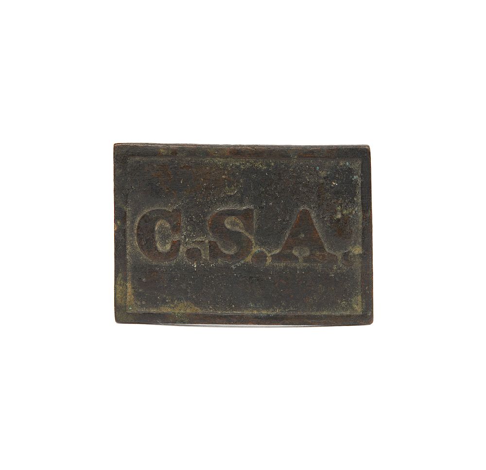 Appraisal: Confederate Virginia Style Rectangular C S A belt Belt Plate