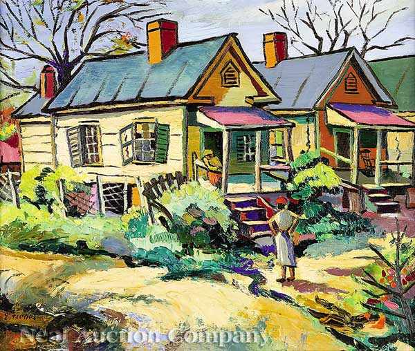 Appraisal: Ernest Fiene American - Southern Neighborhood Scene oil on masonite