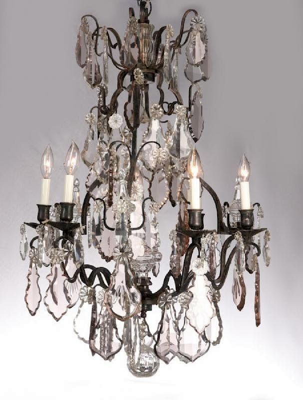 Appraisal: A FABULOUS OXIDIZED BRONZE SIX LIGHT CHANDELIER The shaped metal