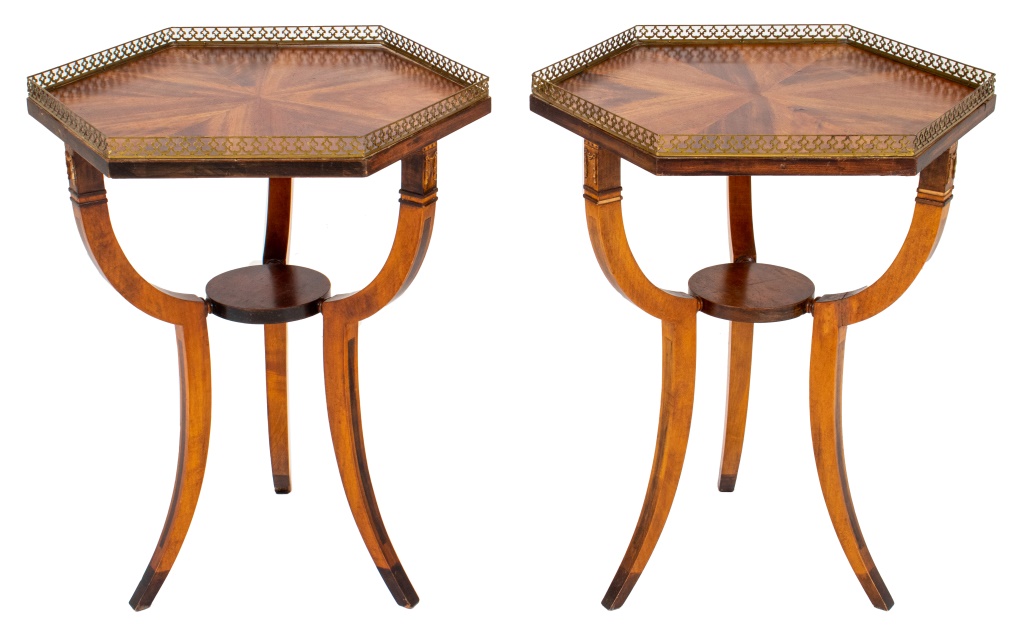 Appraisal: HOLLYWOOD REGENCY NEOCLASSICAL SIDE TABLES Pair of Hollywood Regency Neoclassical