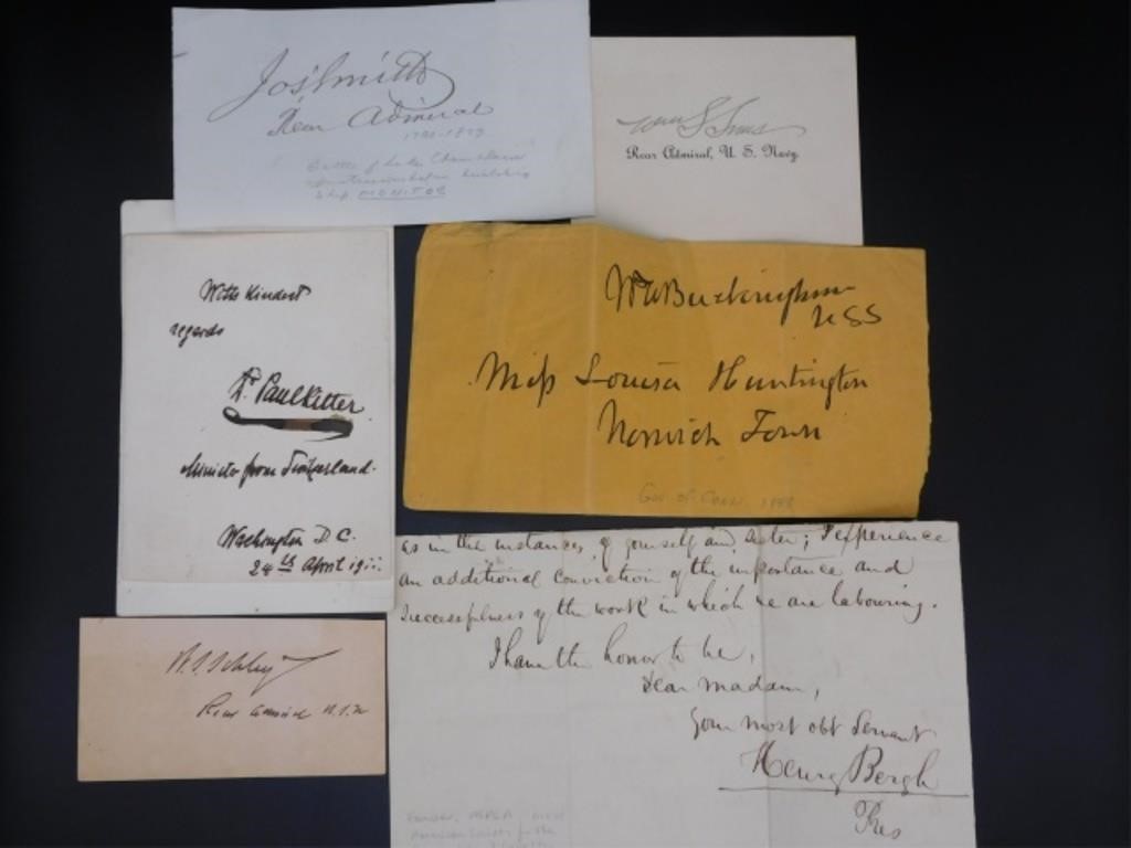 Appraisal: NAVAL SIGNATURES AND EPHEMERA TH C TOinclude Joseph Smith Rear