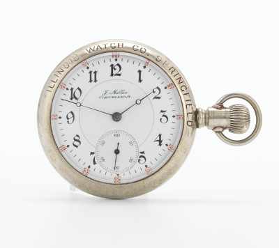 Appraisal: An Unusual Illinois Exhibition Back Pocket Watch ca White metal