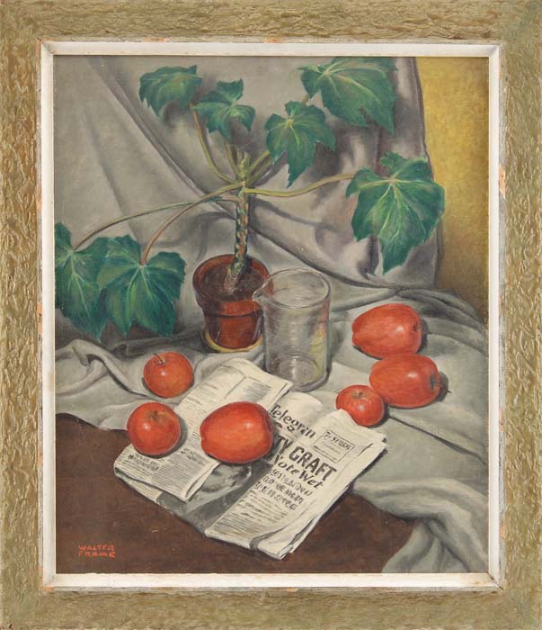 Appraisal: WALTER KEITH FRAME American - STILL LIFE WITH NEWSPAPER AND