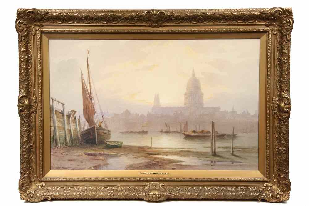 Appraisal: WATERCOLOR - 'St Paul's from Bankside London' by Charles E