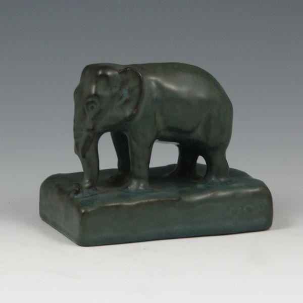 Appraisal: Rookwood elephant paperweight from in rich slate blue matte glaze