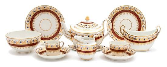 Appraisal: A Worcester Porcelain Tea Service Diameter of biscuit plate inches