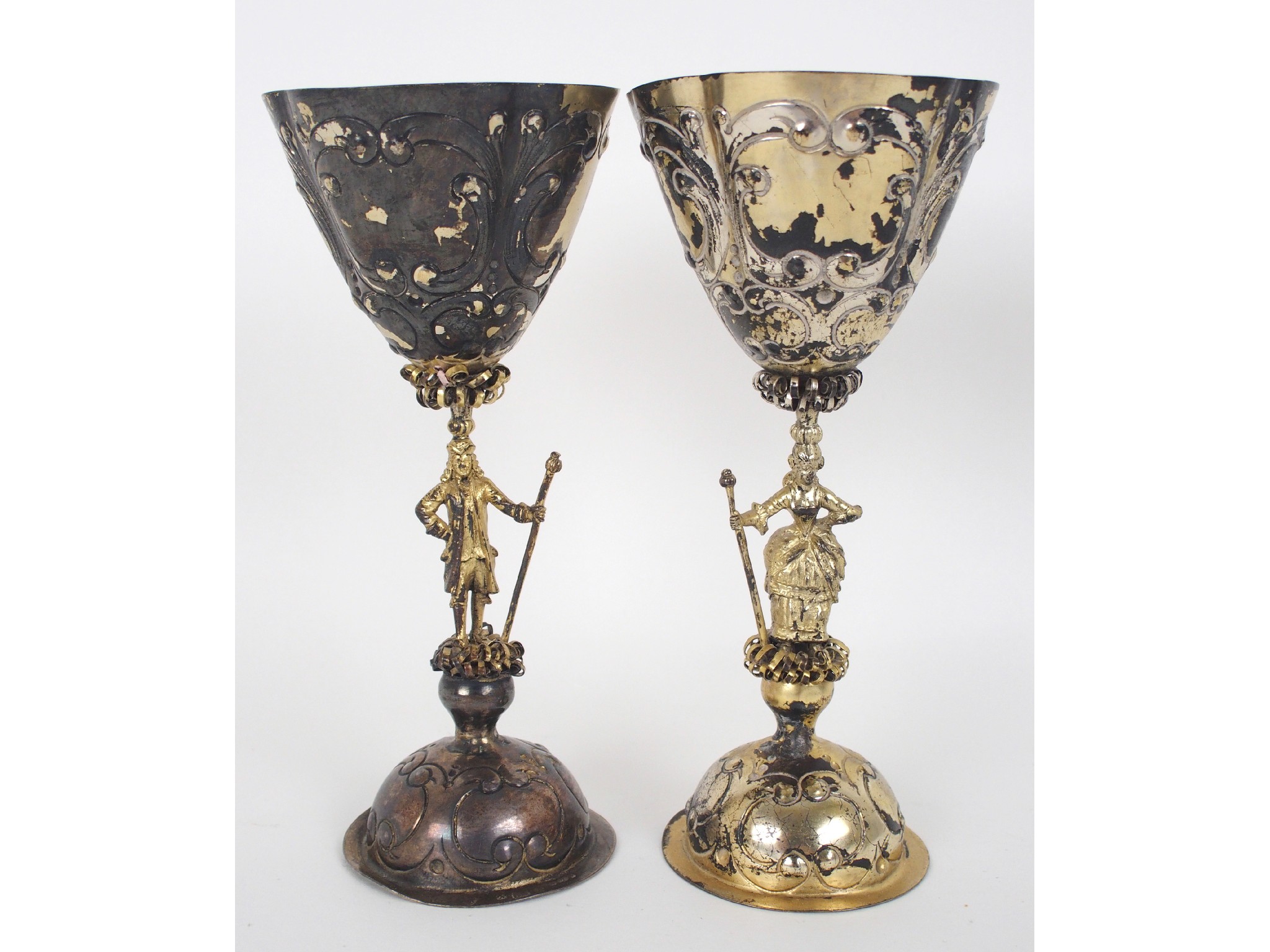 Appraisal: A pair of continental silver marriage cupsmarked and maker's mark