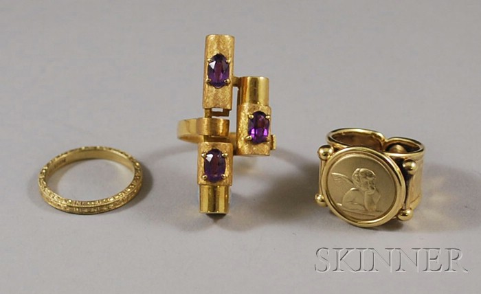 Appraisal: Three Gold Rings an kt gold and amethyst ring and