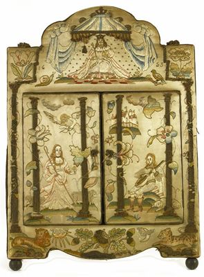 Appraisal: A needlework dressing table mirror in th century style the