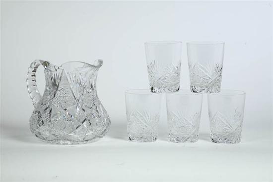 Appraisal: SIX PIECE CUT GLASS WATER SET All with fan and