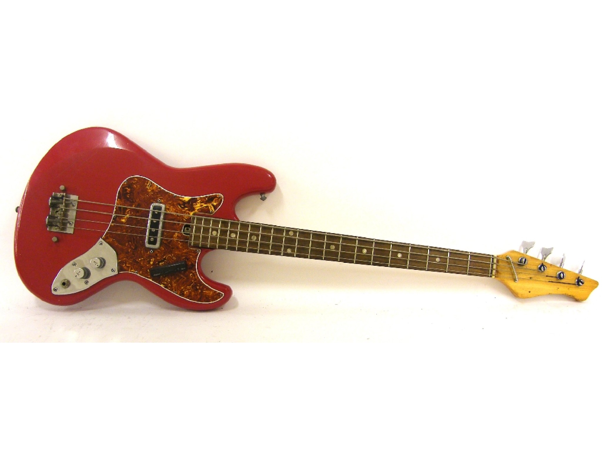 Appraisal: s Japanese bass guitar probably by Teisco refinished red body